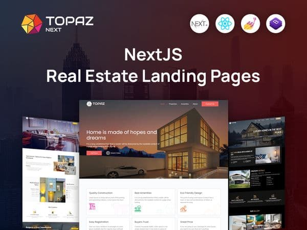 Topaz - Real Estate Nextjs Landing Page Templates Image 0