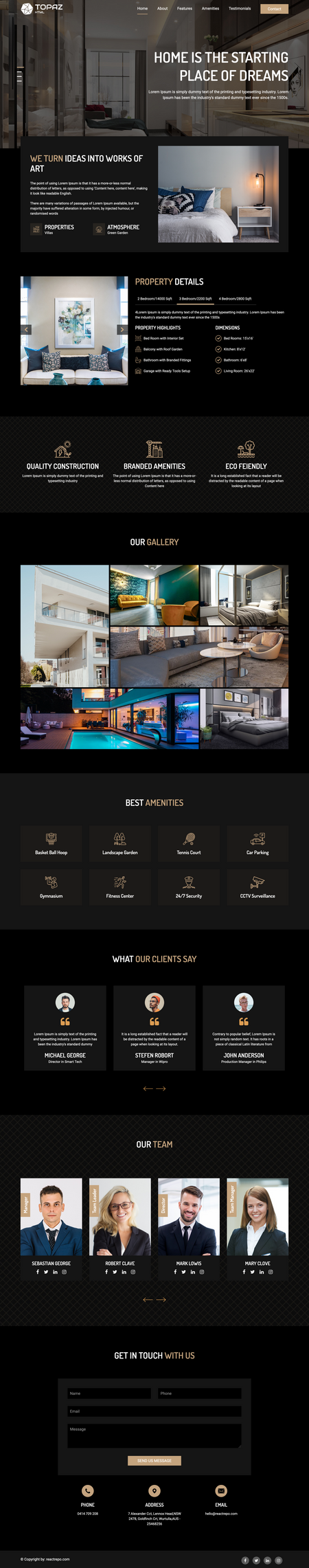 Topaz - Real Estate HTML Landing Page Templates Image 3