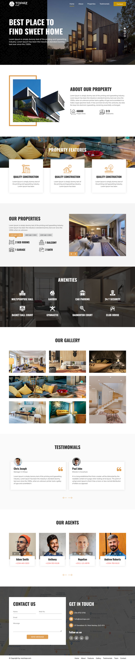 Topaz - Real Estate HTML Landing Page Templates Image 4